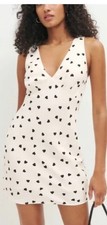 Reformation Calix Mini Dress White With Black Hearts Sleeveless Small