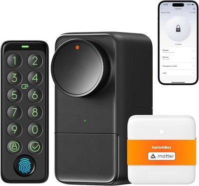 SwitchBot Smart Lock Pro Touchscreen Türschloss mit Fingerprint, Alexa, Google