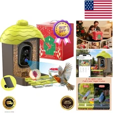 AI Powered Bird Feeder with 2K Camera & Solar Recharge - Ideal for Bird Watching