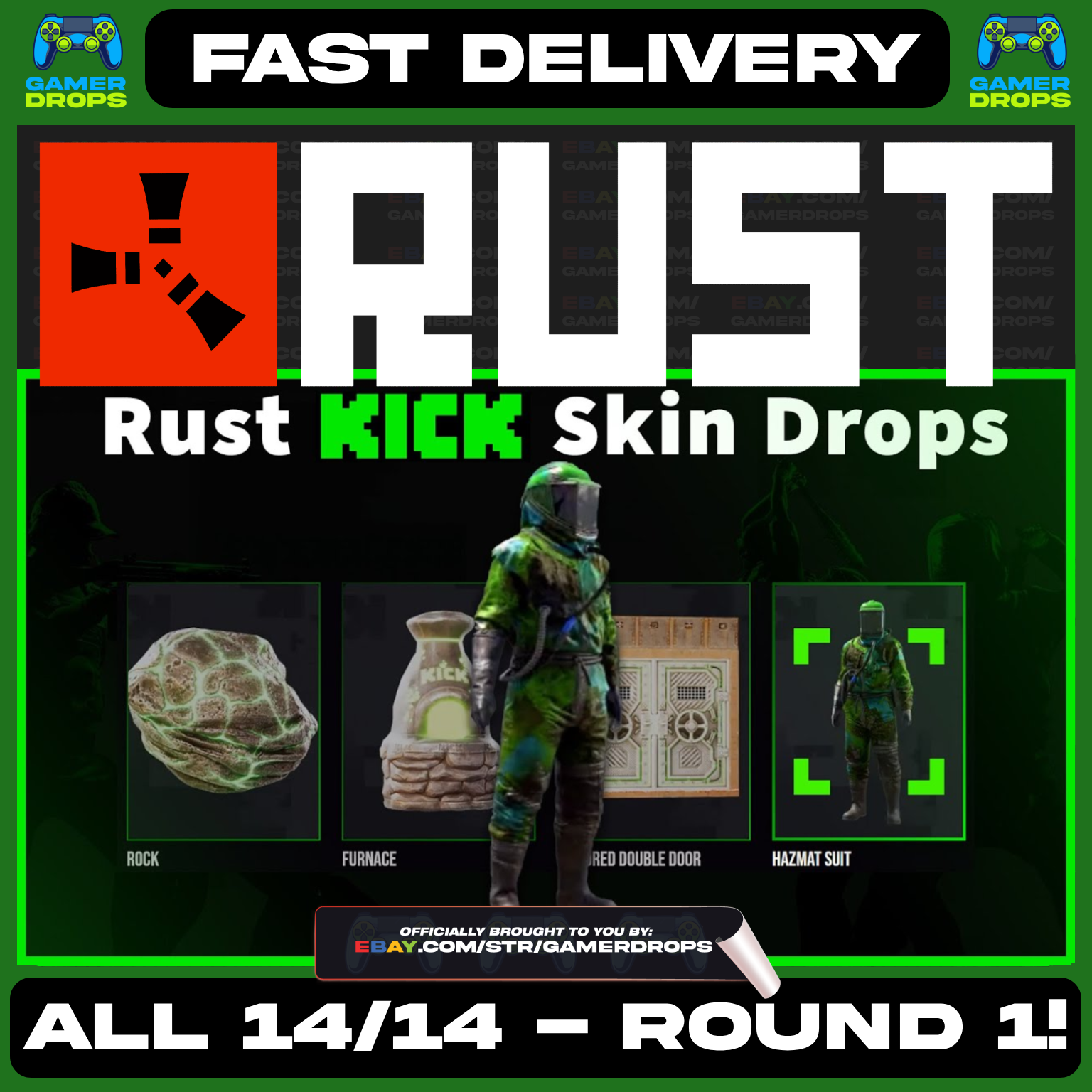 RUST KICK DROPS - ALL 14/14 ROUND 1 DROPS! ALL SKIN - RARE HAZMAT SKIN ...