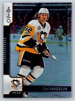 2017-18 O-Pee-Chee Black Rainbow Foil Carl Hagelin 041/100 Pittsburgh Penguins