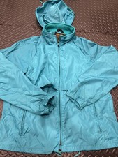 Vtg 80s Eddie Bauer Jacket Men Sz Med Teal Blue Full Zip Hooded Vented Outdoor