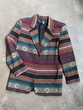 Vintage Town  Travel Multi Pattern Western Style Jacquard Blazer Size M