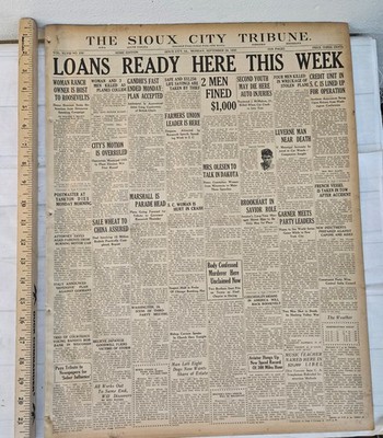 9/26 1932 Sioux City IA Tribune Newspaper LOANS READY HERE THIS WEEK Headline