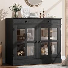 Multicolor 35.4" Sideboard W/ Glass Doors  Drawer Modern Buffet for Dining Room