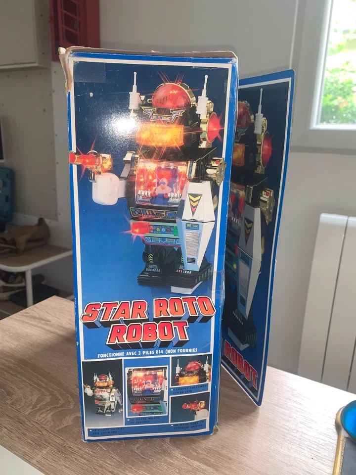 SON AI TOYS - STAR ROTO ROBOT Vintage 1985 jouet ancien en boîte complet RARE - Photo 2/4