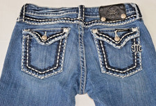 Miss Me Jeans Size 14 JPK5014 Blue White and Black Stitch Boot Cut
