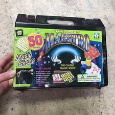 NEW AMAV The Great Maestro Magic Chest Kit with 50 Tricks - Black Plastic Case