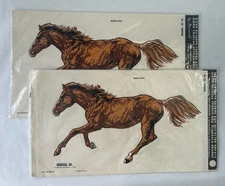 Two (2) LARGE Vintage Decoral Hand-Painted Horse Decals/Stickers 14" NEW/SEALED