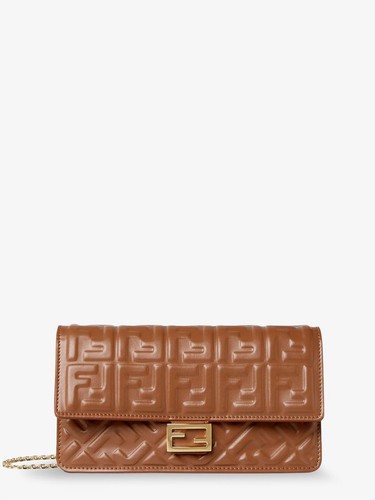 FENDI $1750 Sellier Brown Baguette Chain Wallet Bag New