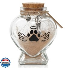 HAMUIERS Pet Memorial Gift for Loss of Cat, Heart Shape Glass Jar