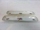 Pair Leclair Limoges Olive Dishes LEC Hand Painted Flowers Scalloped Edge 8.5" — photo 2