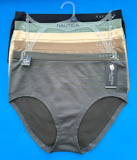 5 pairs 1X,2X,3X Nautica NT9935 Nylon Brief Underwear Panties Fit Stretch Stripe