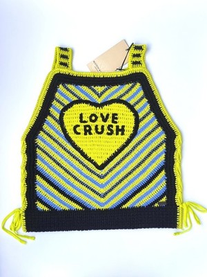 Scotch & Soda Häkel Strick Crop Top Brandneu Etikett XS Neon Gelb Love Crush Y2K
