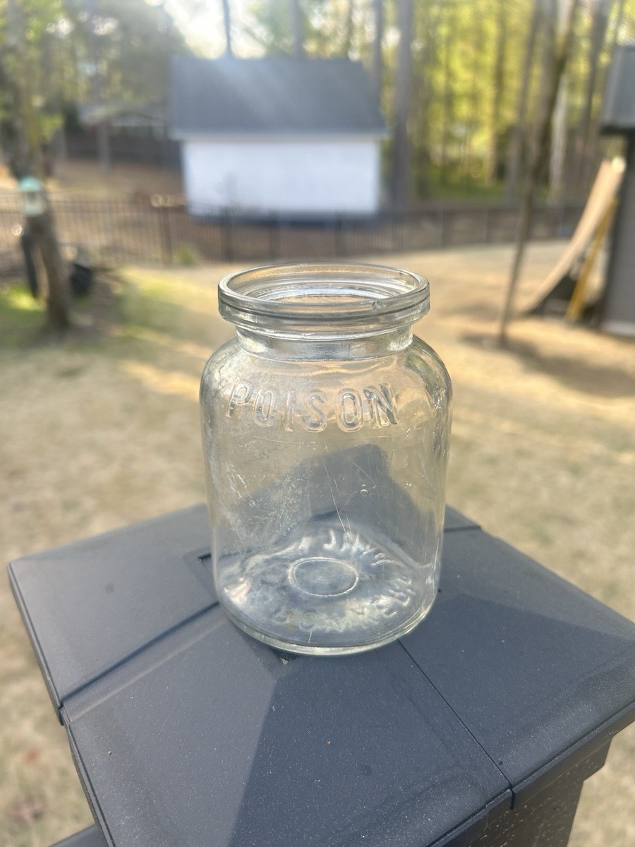 Antique Bowker's Pyrox POISON Glass Jar - Vintage Stout Apothecary