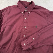 Polo Ralph Lauren Shirt Mens Large Red Classic Fit Long Sleeve Button Down Pony