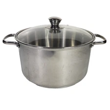 Chefmate Stainless Steel Stock Pot 5.5 Qt Induction Ready w Vented Glass Lid