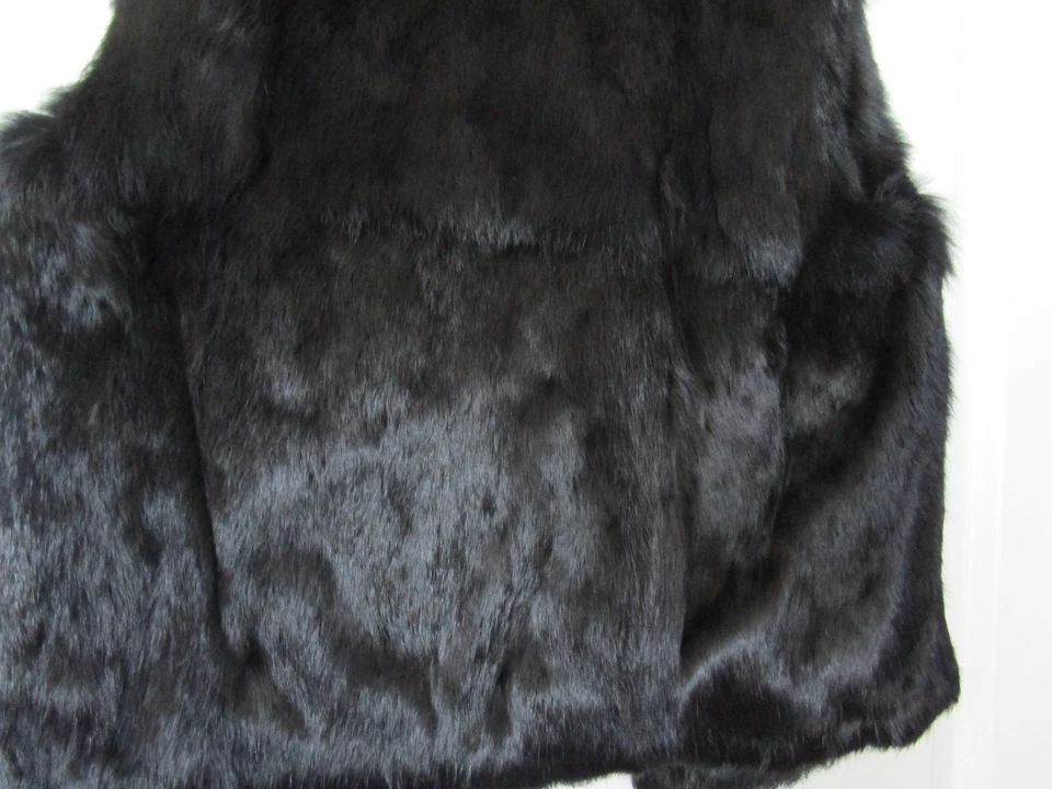 Vintage Black Rabbit Fur Shawl Collar Vest Satin Lining Size S - Image 4 of 4