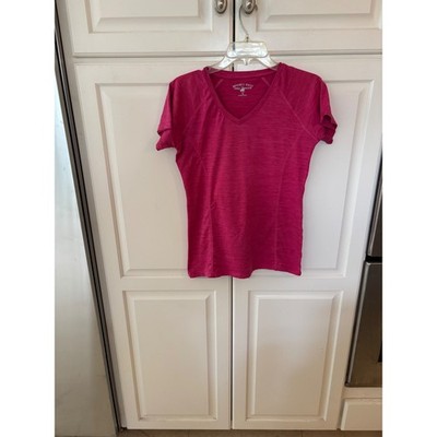 Beverly Hills Polo Club Pink Space Dye V-Neck Activewear T-Shirt Womens Medium