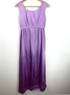 Vintage Dress Purple Satin Long Sleeveless XS Empire Waist Bridesmaid Hem  Out | eBay