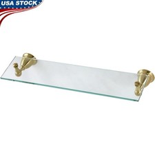 Brass Glass Shelf 20in Tempered Bathroom Storage Corrosion Resistant Hardware US