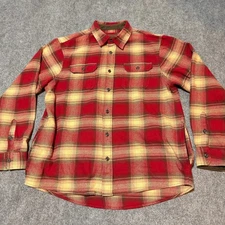 NEW Orvis Shirt Mens Extra Large Red Plaid Flannel Button Up Collar Long Sleeve