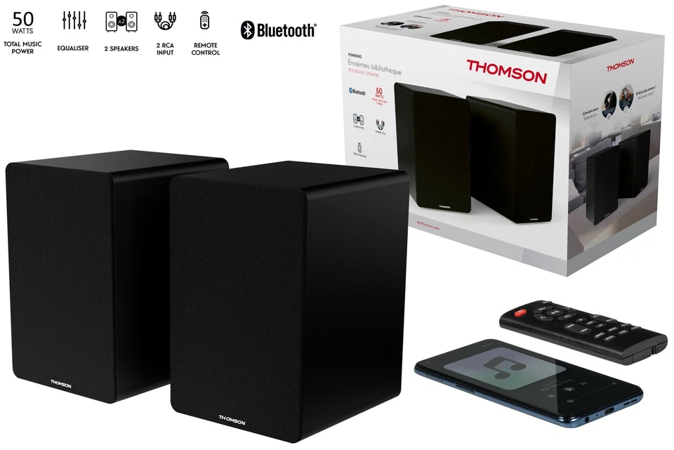 THOMSON WS400DUO SISTEMA MULTIMEDIALE CASSE DA SCAFFALE Bluetooth® 5.0 RCA 50 Wa