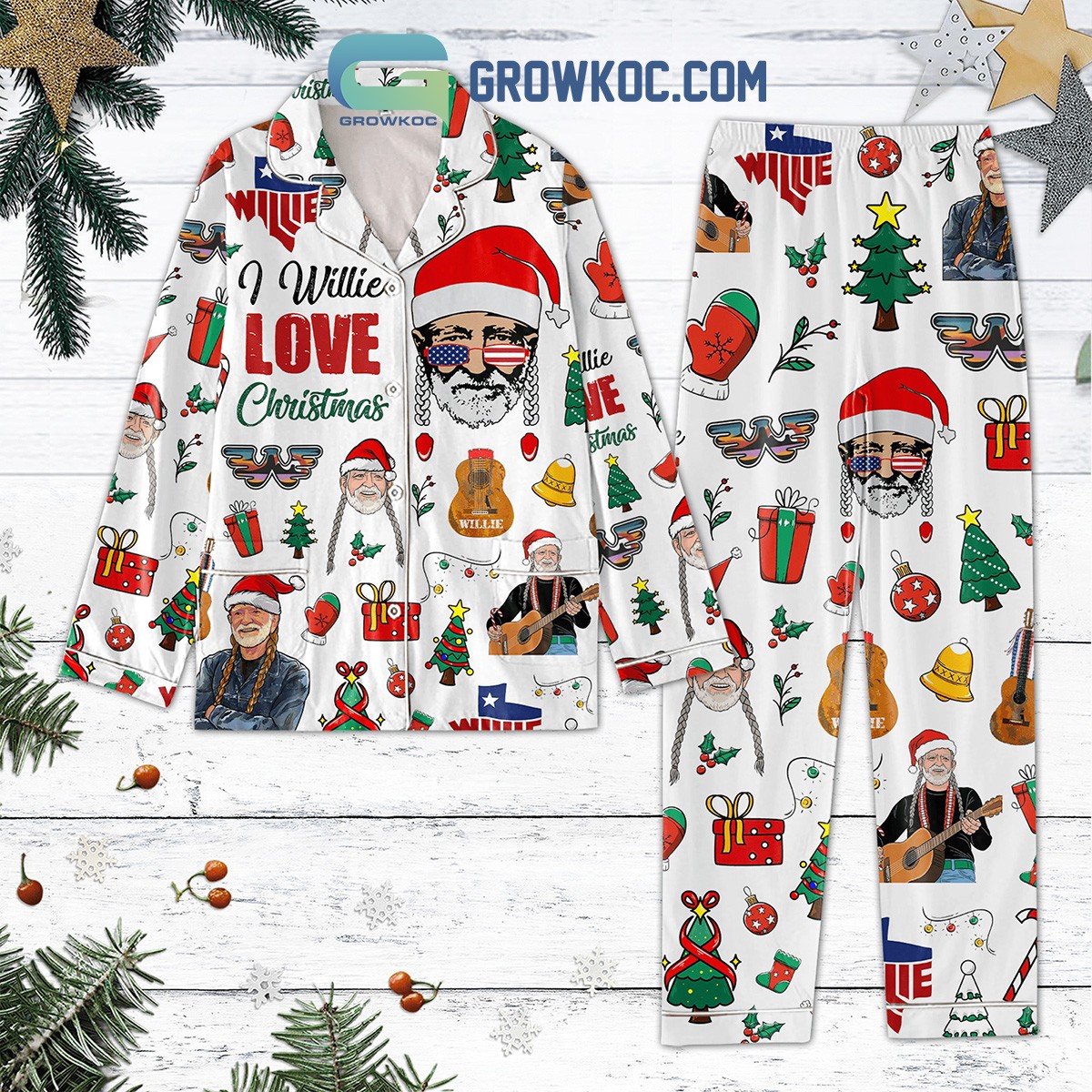 Willie Love Christmas Pajamas Set for Kids Holiday Family Matching Outfits