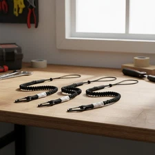 Versatile Tool Leashes - 3 Pack Bungee Lanyards with Aluminum Carabiner Lock