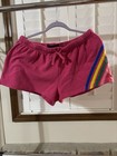 No Boundaries Girls XL/XG (15-17) Fuchsia Terry Shorts Rainbow Stripe Drawstring — photo 1