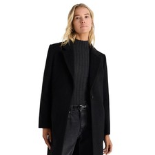 New Quince Women's M Wool Cashmere Single Breasted Coat Black Retro Preppy $180