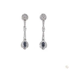 1.28 CT TDW Lab Grown Fancy Intense Blue Diamond Drop Earrings in 14K White Gold