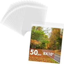 Mat Board Center, 50 Pack 8 1/2" X 10 3/7" Acid-Free Crystal Clear Sleeves Stora