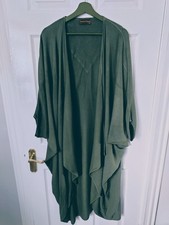 Hampstead Bazaar Green Long Kimono Cardigan Cover Up Free Size Cotton Blend 