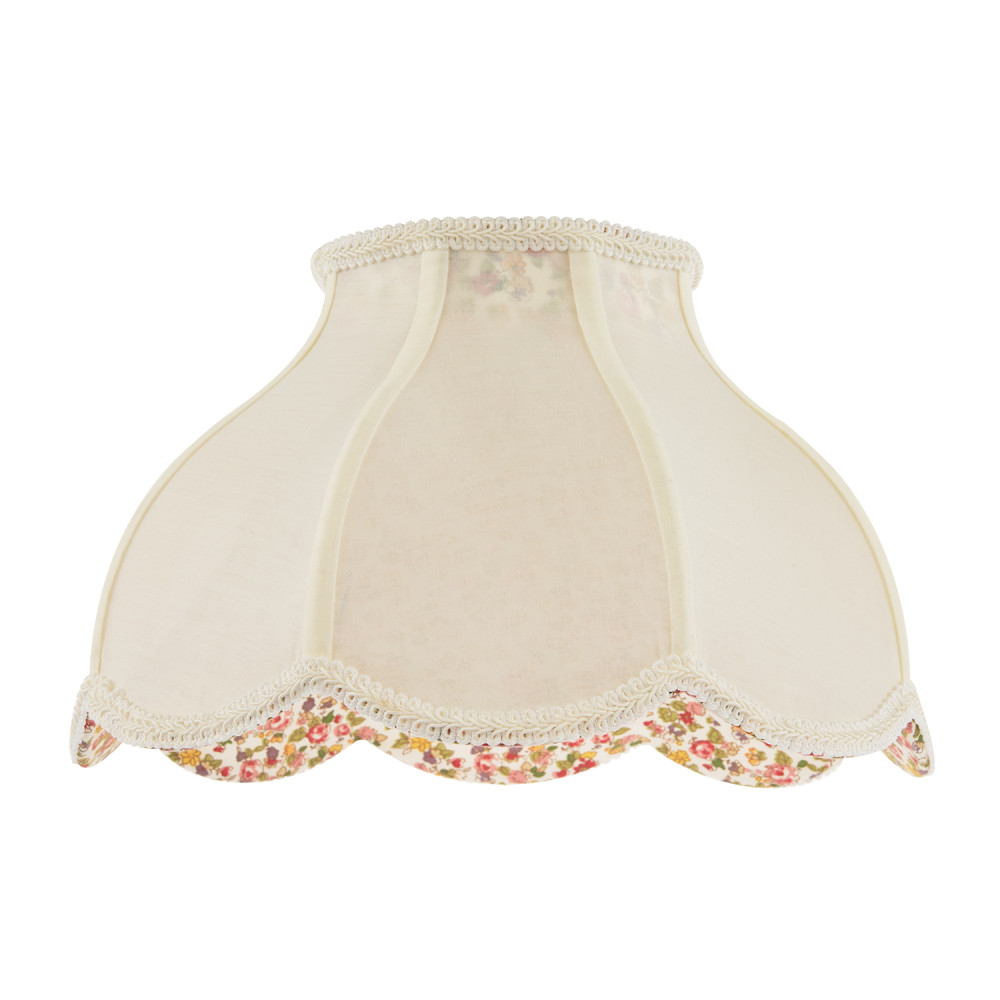 Cream Victorian Lamp Shade with Scallop Edges and Floral Inner Lining by Happ...