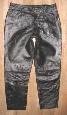 / JCC Herren Jeans En Cuir Pantalon Cuir Noir Taille 50 W34-35 L32 - Photo 1/4