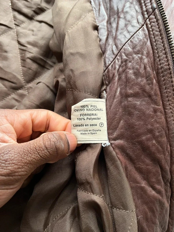 Vintage 90s Flight Aviator Mens Brown Sheepskin Collar Leather Bomber Jacket Siz image 7