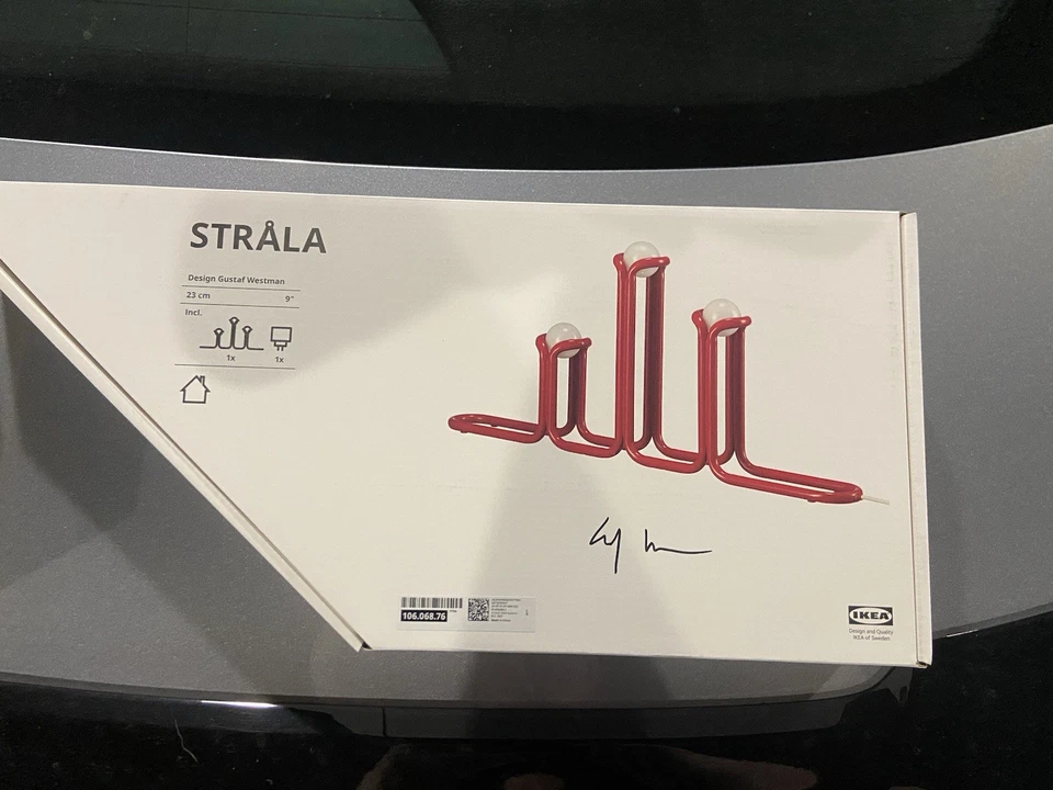 IKEA x Gustaf Westman Vinterfint Strala Lamp Metal Red, FAST SHIP Signed - Image 2 of 2