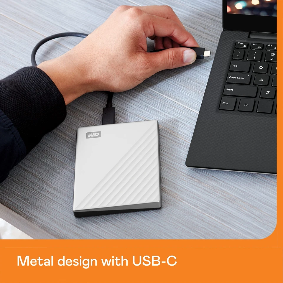 4TB Silver Portable External Hard Drive USB C USB 3.1 with Password Protection - Image 2 of 4