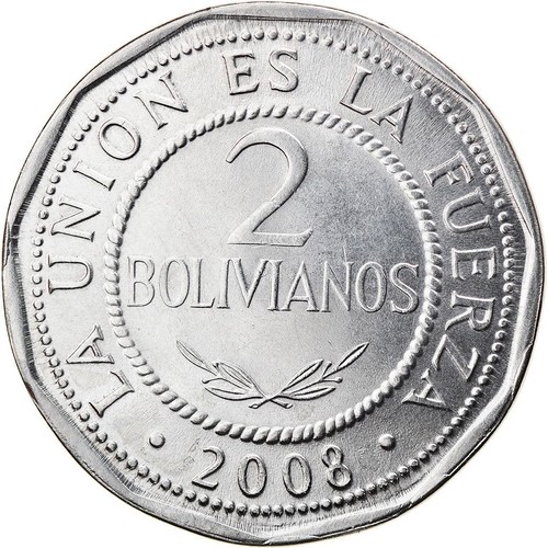Bolivia | 2 Bolivianos Coin | KM206.2 | 1995 - 2008 - 第 1/4 張圖片