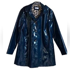 Jane Post Iconic Princess Raincoat. Blue Teal Navy Euc M