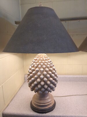  1960s Ceramic Pine Cone Lamp Attributed To Marcello Fantoni Original Shades