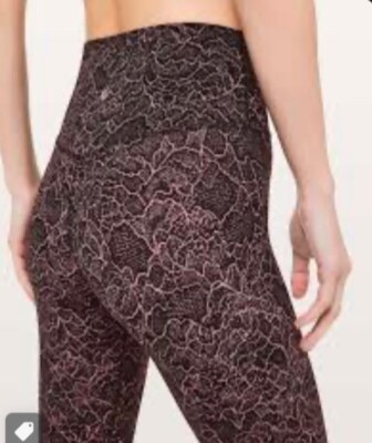 Lululemon Align Leggings Full Length 28  Lacescape Spanish Rose Black Size 6