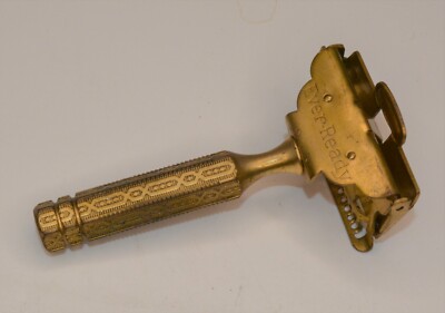 Vintage Pat.1912 Rare Ever Ready Brass Safety Razor w detachable