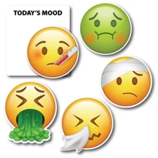 Today's Mood 5 Pack Emoji Magnets, Variety of Mini Sick Emoji Packet