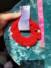 Handmade velvet crochet hair scrunchie Red. White Pins Not Included.