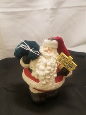 Vintage Santa Claus CHRISTMAS DECORATION figure with green bag unique decor