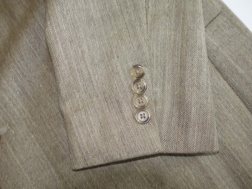 Club Room Mens Herringbone Sport Coat Size 42 Regular Tan Wool Silk Linen Jacket - Picture 4 of 9