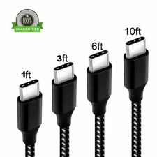 LOT Braided USB C Type-C Fast Charging Data SYNC Charger Cable 1/3/6/10FT LONG