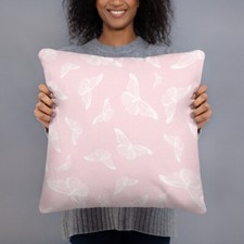 Pink Home Decor Throw Pillow with Butterflies Basic Butterfly Pillow